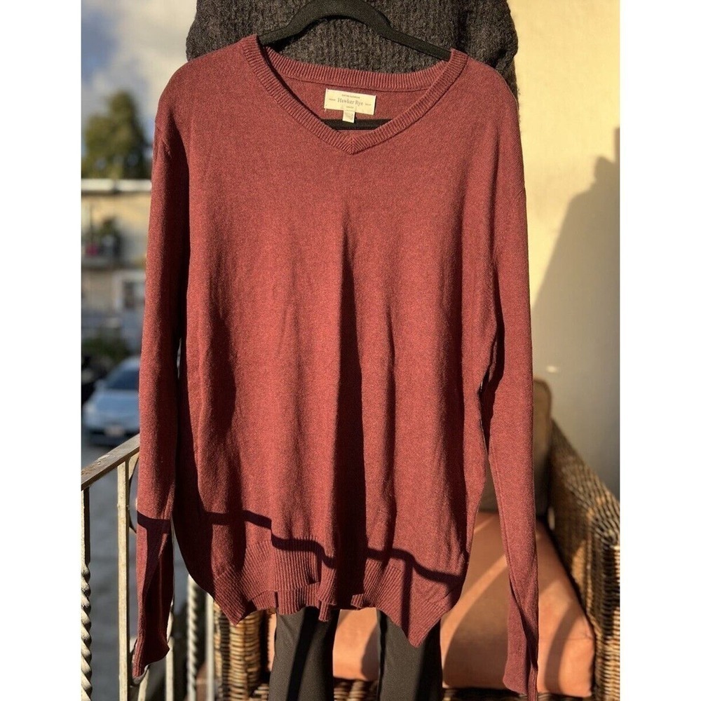 Hawker Rye Men’s Size Large Cotton Cashmere Color Maroon Premium Quality Sweater
